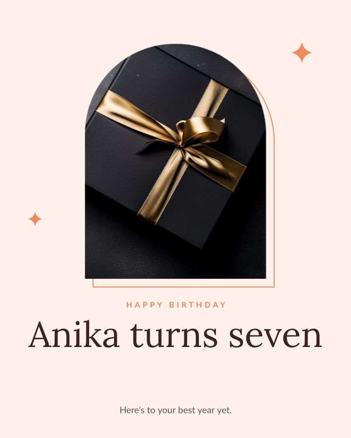 Peach Happy Seven Anika Birthday Post — editable birthday template