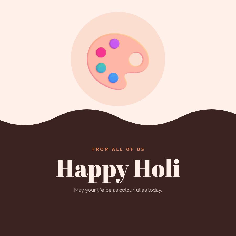 Peach Holi Business Wishes Post — editable festivals template