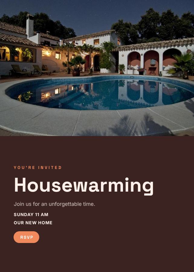 Peach Housewarming Invitation — editable events template