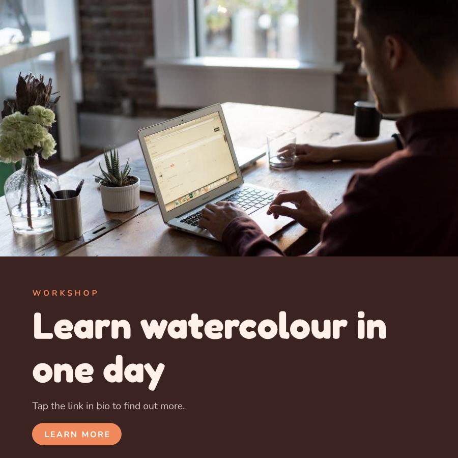 Peach Learn watercolour in one day Announcement Post — editable social media template