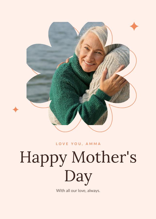 Peach Love you, Amma Happy Mother's Day Card — editable love & family template