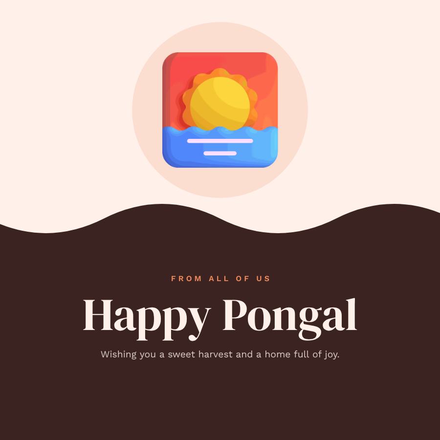 Peach Pongal Business Wishes Post — editable festivals template