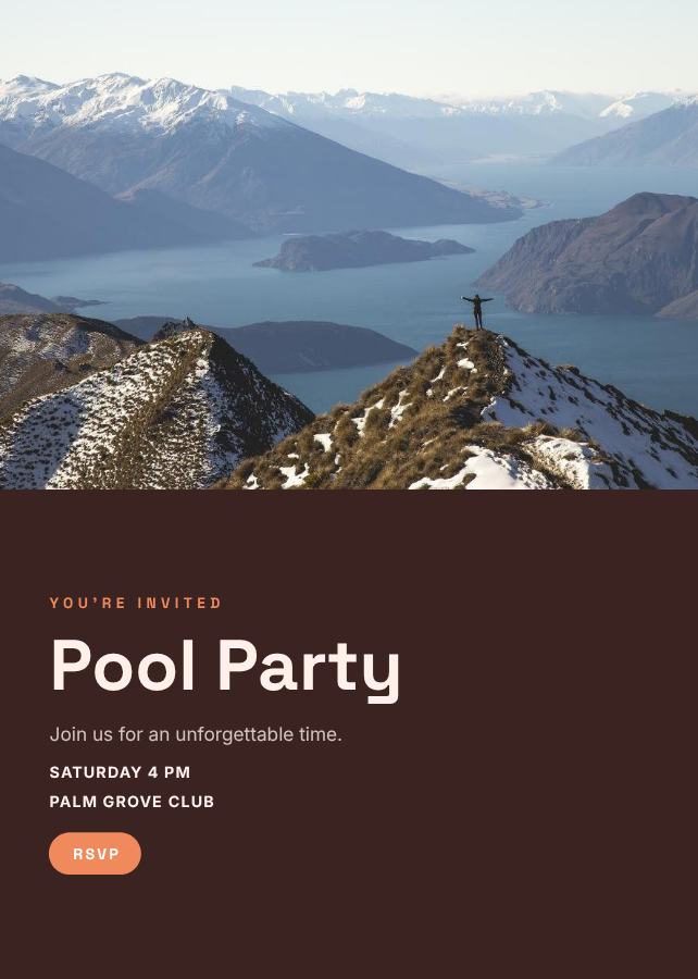 Peach Pool Party Invitation — editable events template