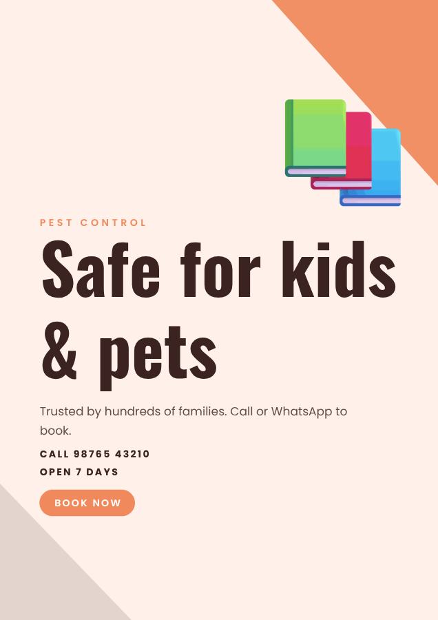 Peach Safe for kids & pets Pest control Flyer Simple — editable business template