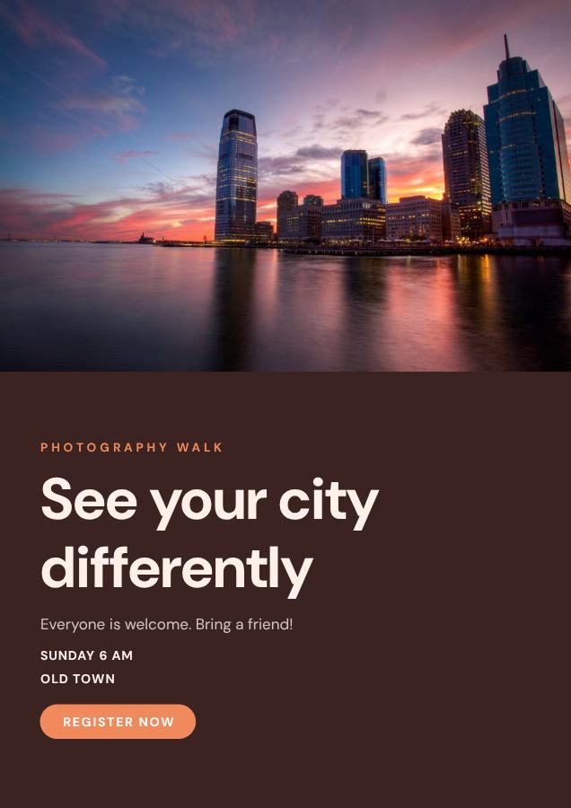 Peach See your city differently Poster — editable marketing template