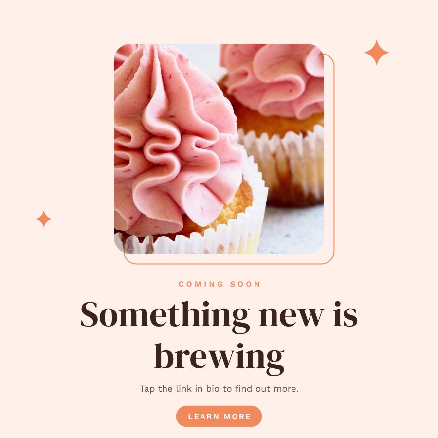 Peach Something new is brewing Announcement Post — editable social media template