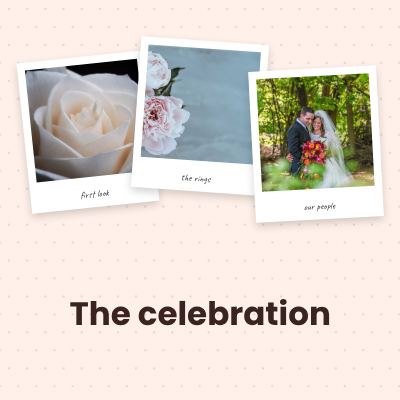 Peach The celebration 3 Polaroid Album Page template