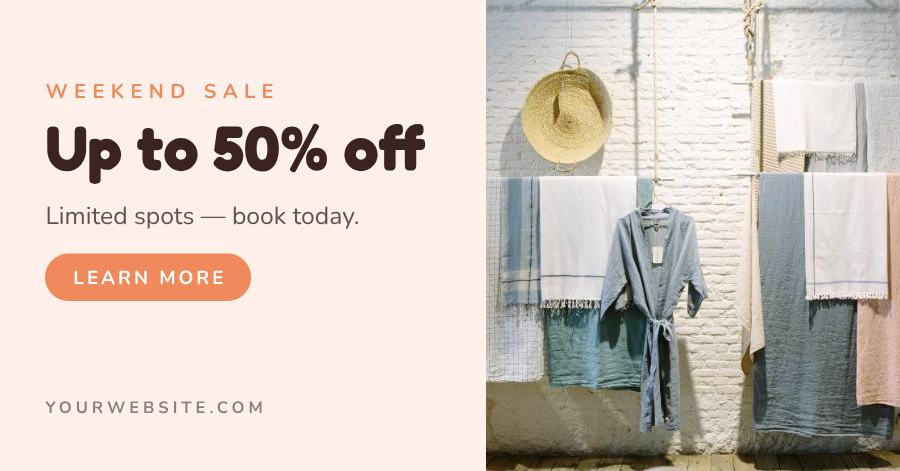 Peach Weekend Sale Facebook Post — editable social media template