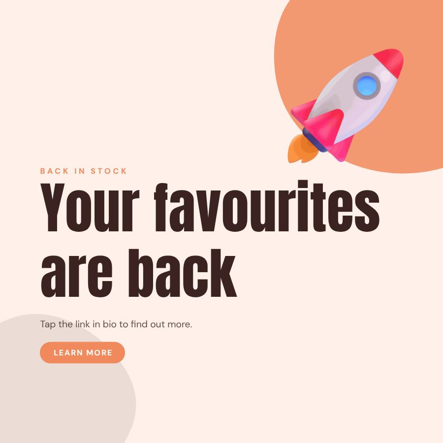 Peach Your favourites are back Announcement Post — editable social media template