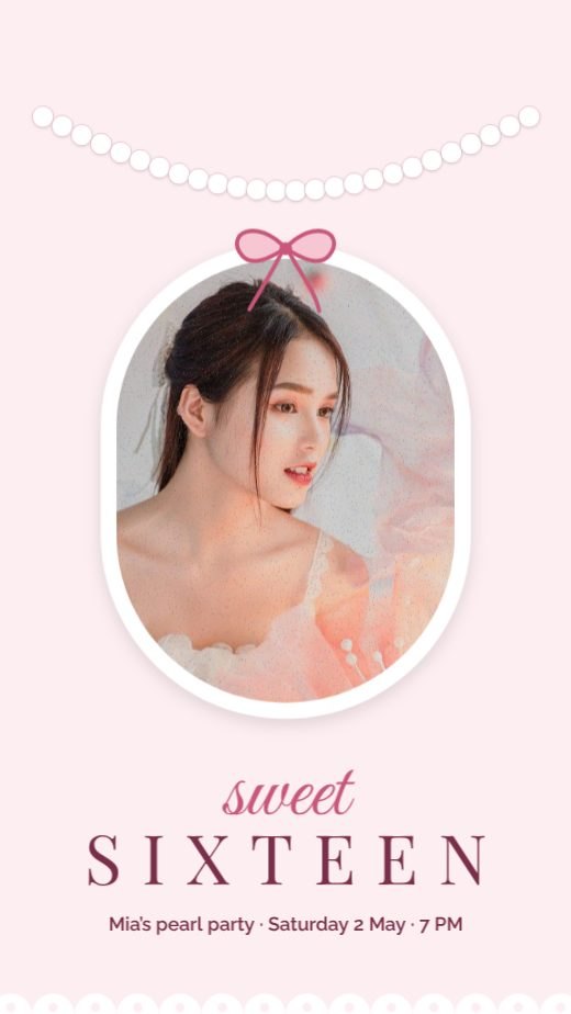 Pearls And Lace Sweet Sixteen Story template