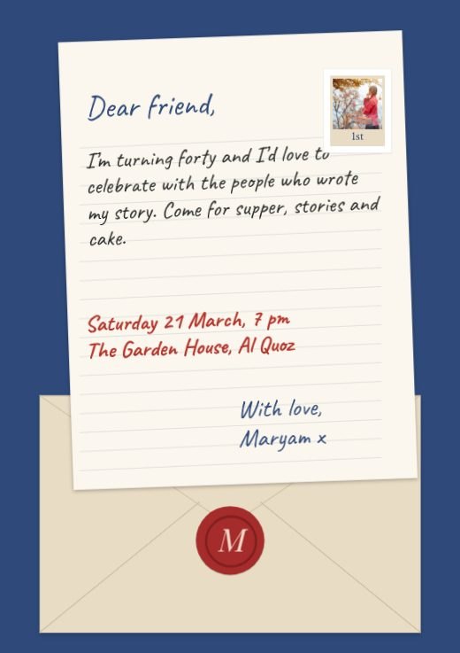 Pen Pal Letter Birthday Invitation template
