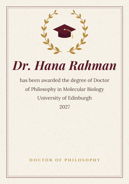 PhD Graduation Announcement