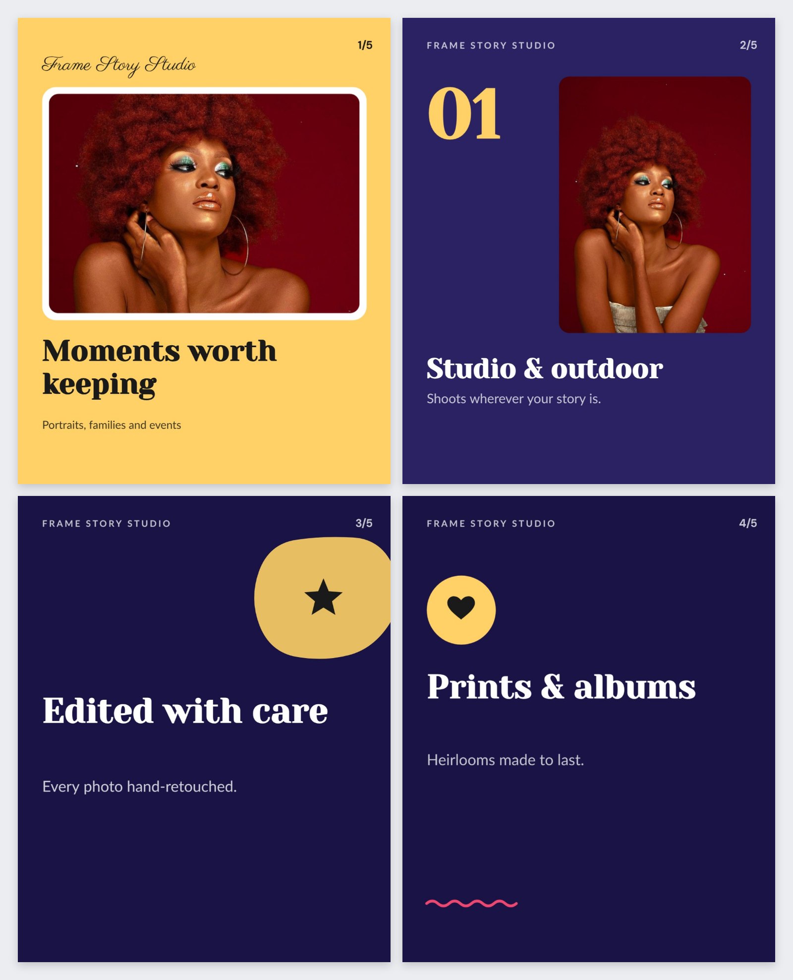 Photography Studio Instagram Carousel — editable social media template