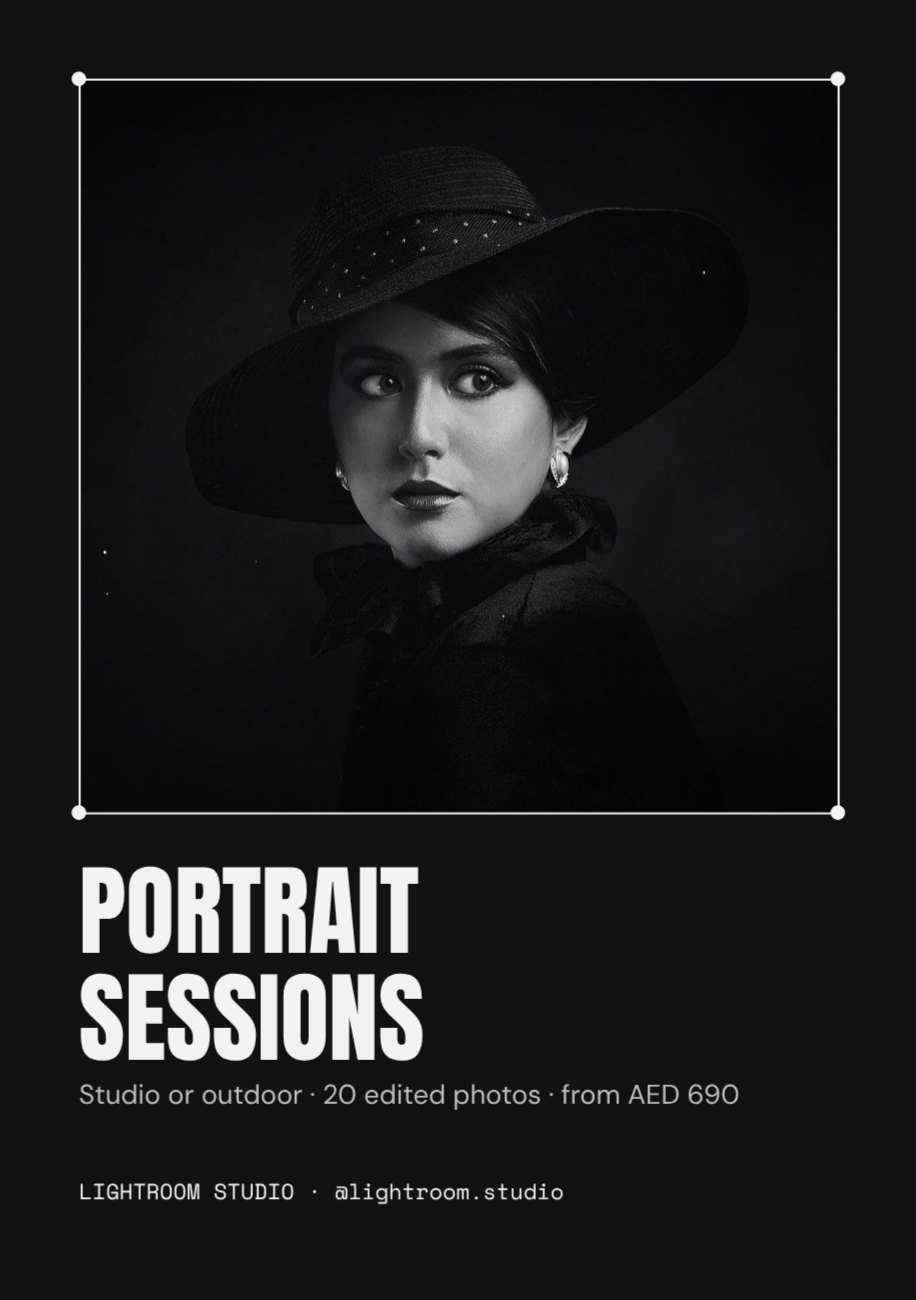Photography Studio Portrait Session Flyer — editable marketing template