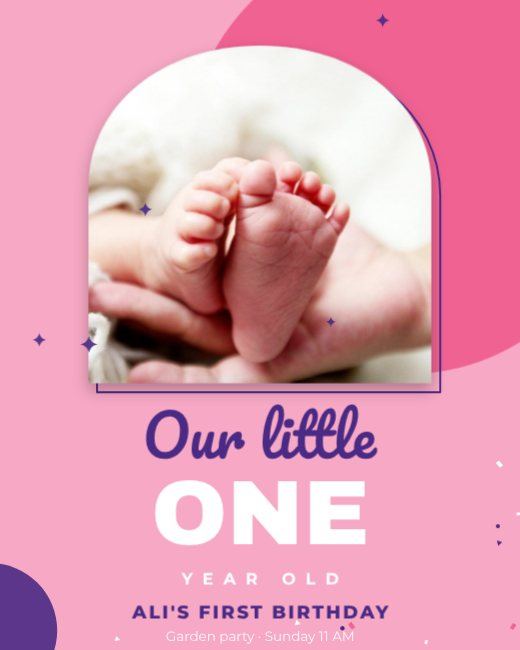 Pink Arch First Birthday Post — free Instagram story template