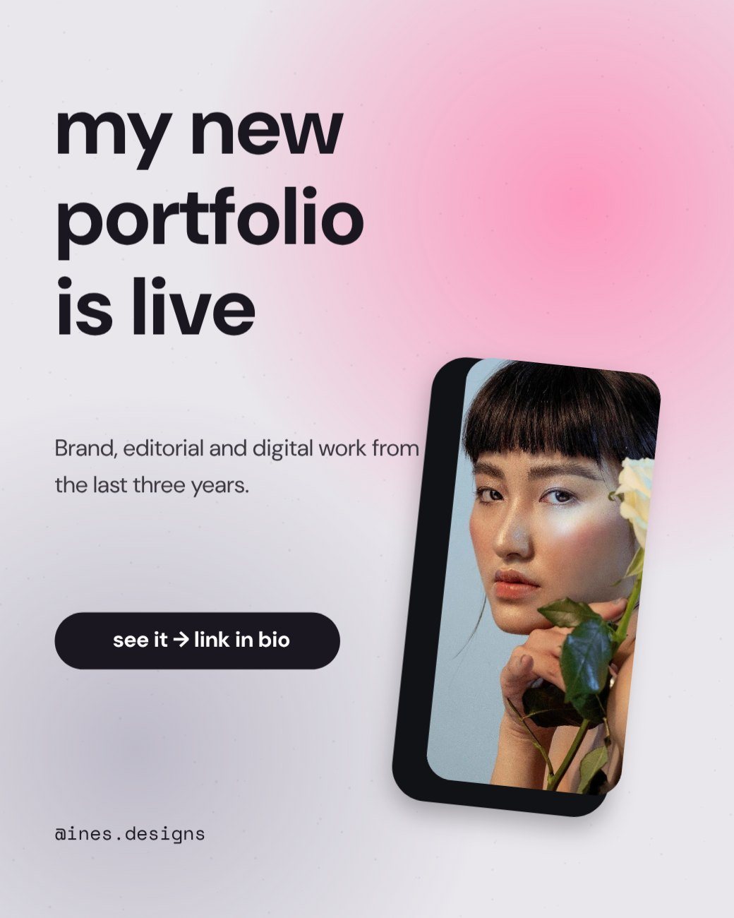 Pink Gray Gradient Portfolio Launch Post — editable social media template