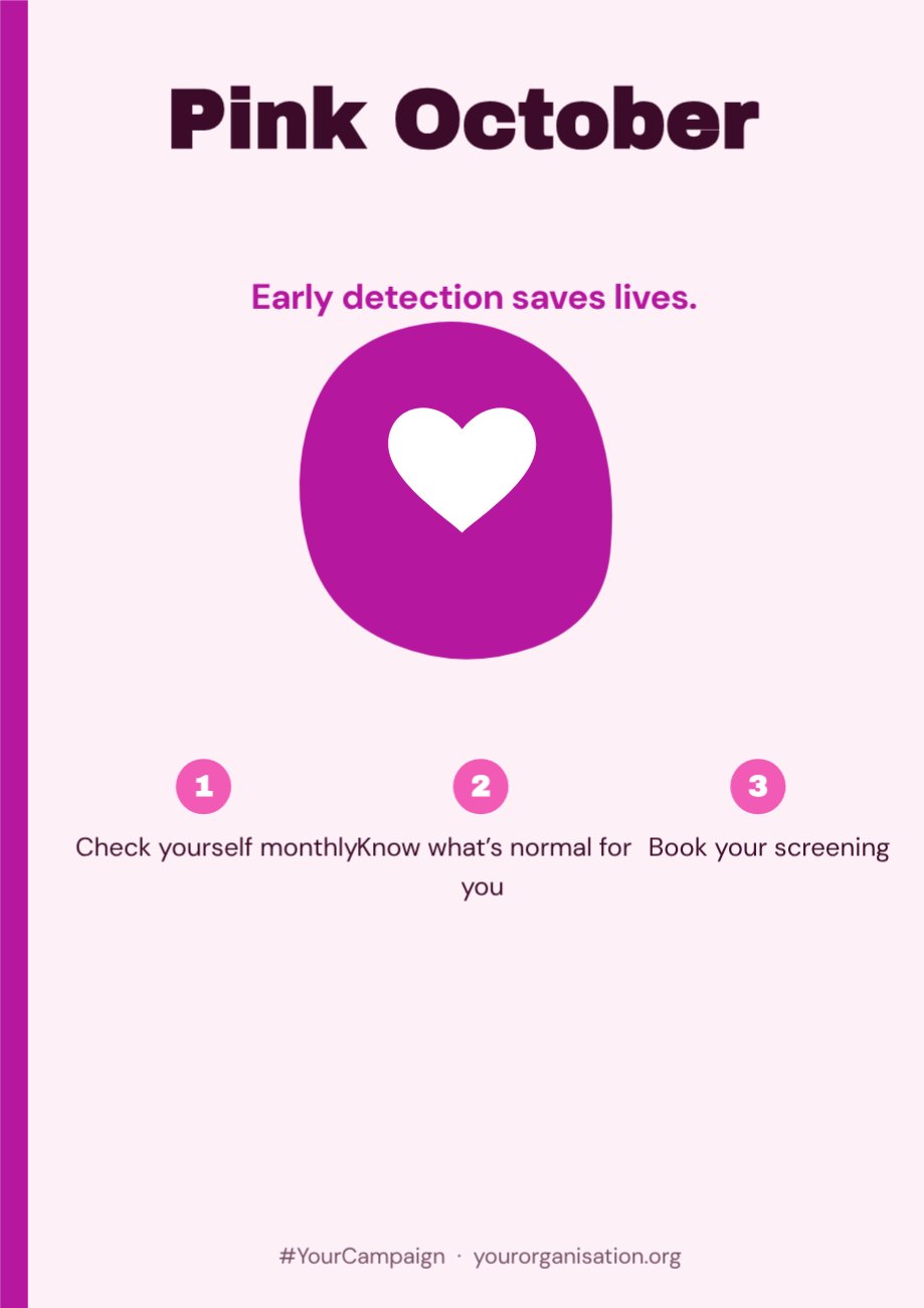 Pink October Awareness Poster — editable marketing template