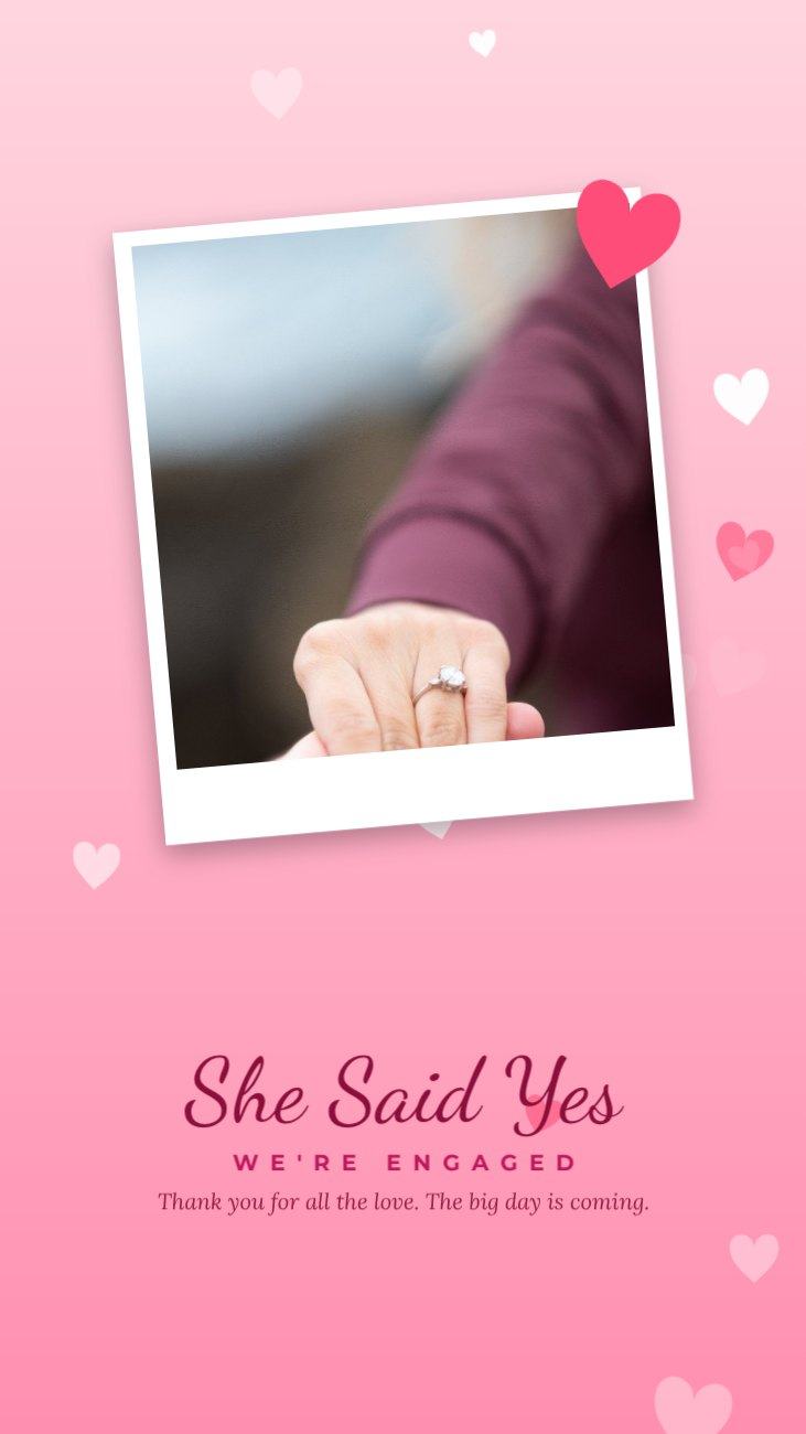 Pink Polaroid Love Story — editable love & family template