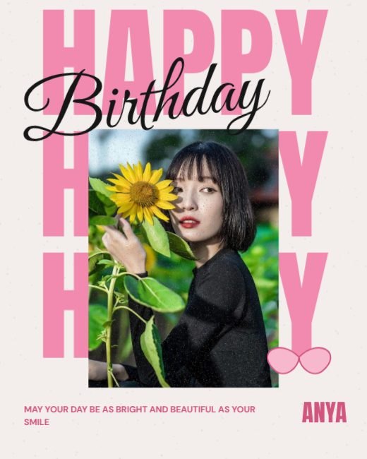Pink Repeat Type Selfie Birthday Post template