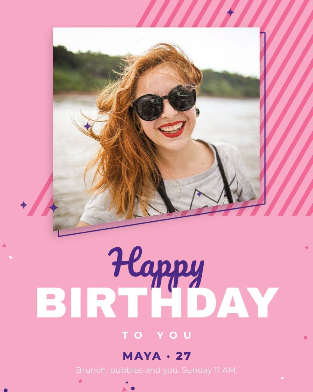 Pink Slant Birthday Post — editable birthday template