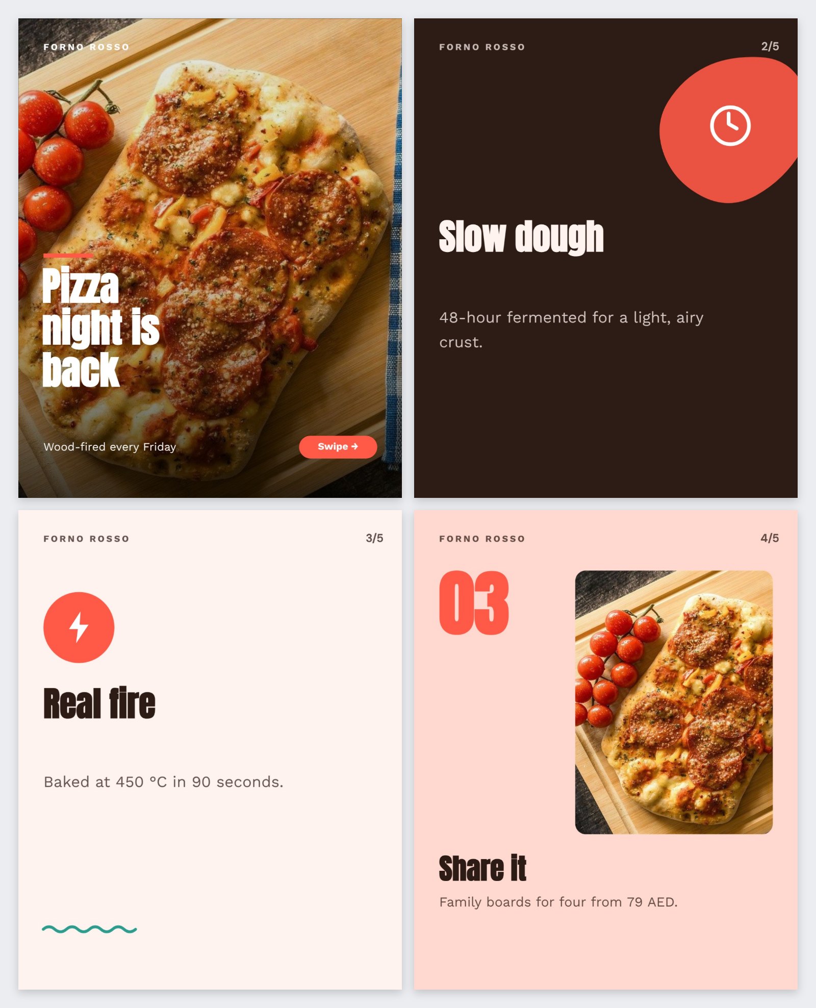 Pizza Night Instagram Carousel — editable social media template