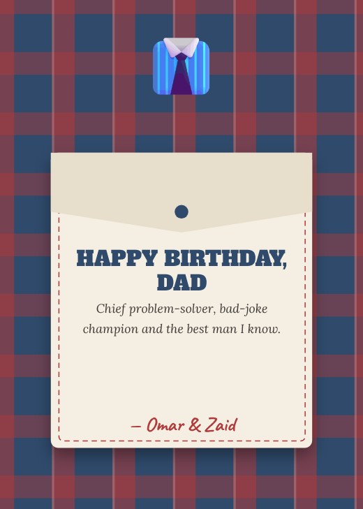 Plaid Shirt Pocket Dad Card — free design template
