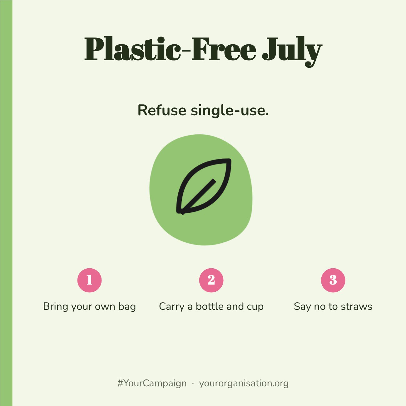 Plastic-Free July Awareness Post — editable social media template