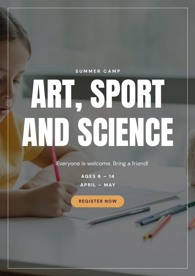Plum Art, sport and science Poster — editable marketing template