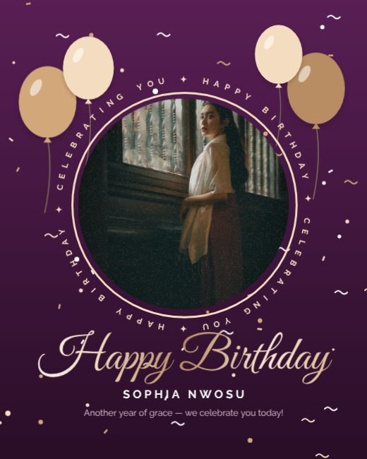 Plum Champagne Balloon Portrait Birthday