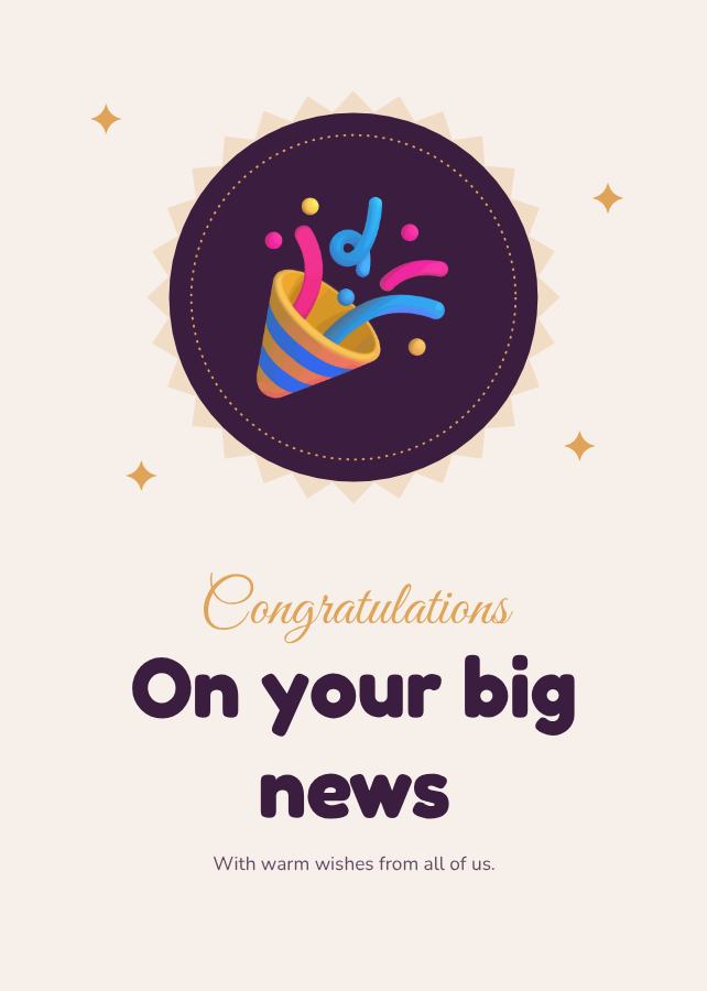 Plum Congratulations on your big news Card IX — editable cards template