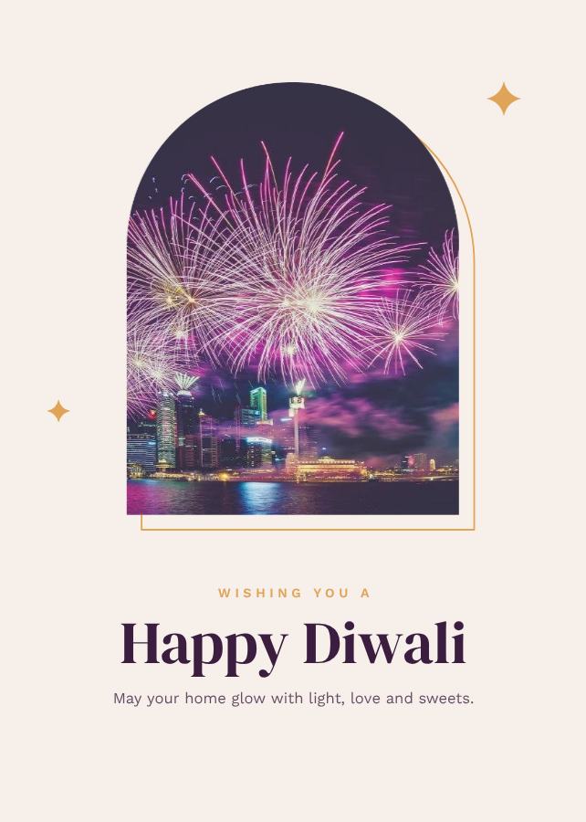 Plum Diwali Greeting Card — editable festivals template