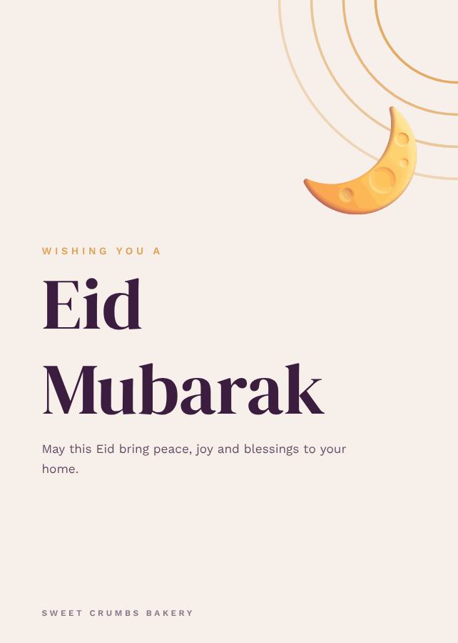 Plum Eid Greeting Card — editable festivals template
