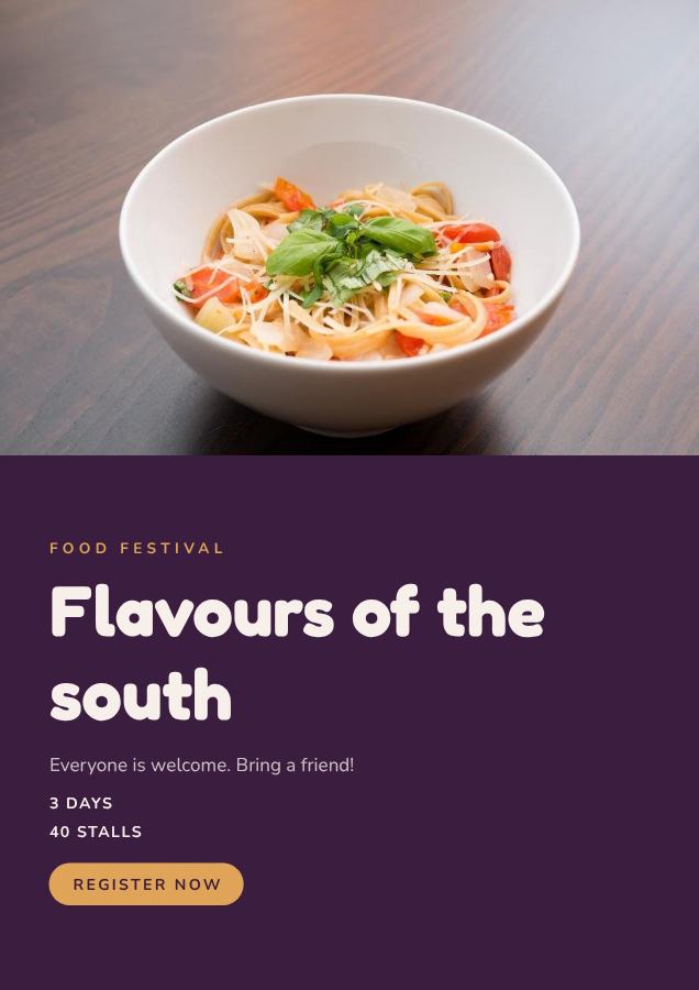 Plum Flavours of the south Poster — editable marketing template