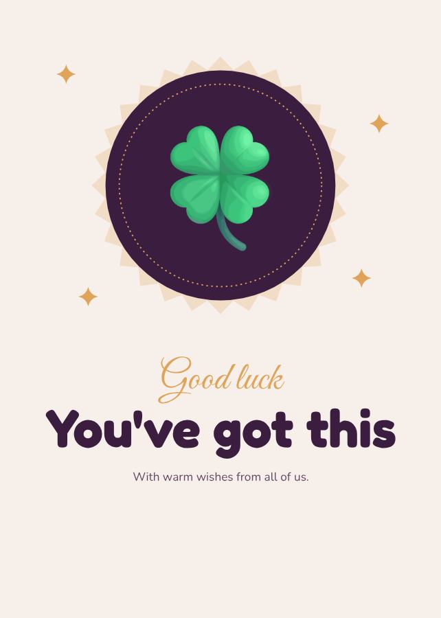 Plum Good luck you've got this Card V — editable cards template
