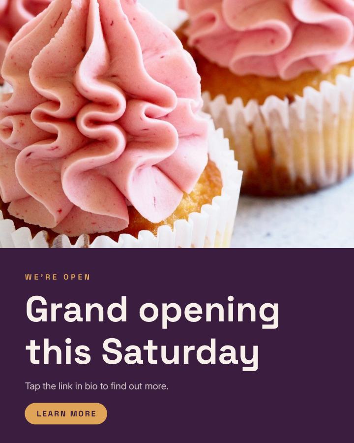 Plum Grand opening this Saturday Announcement Post — editable social media template