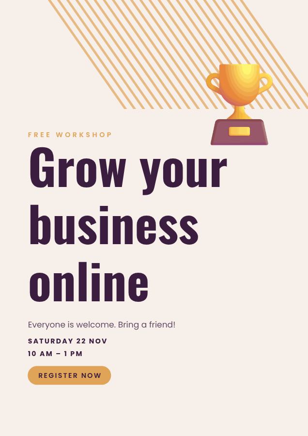 Plum Grow your business online Poster — editable marketing template