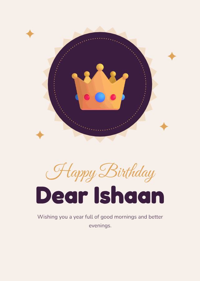 Plum Ishaan Birthday Wishes Card — editable birthday template