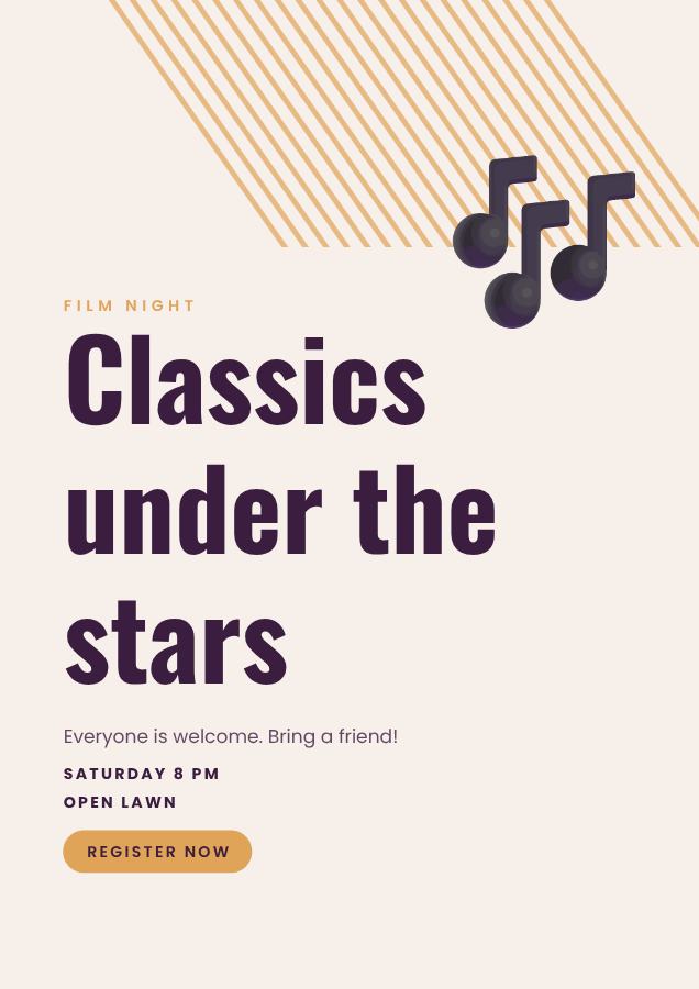 Plum Modern Classics under the stars Poster — editable marketing template