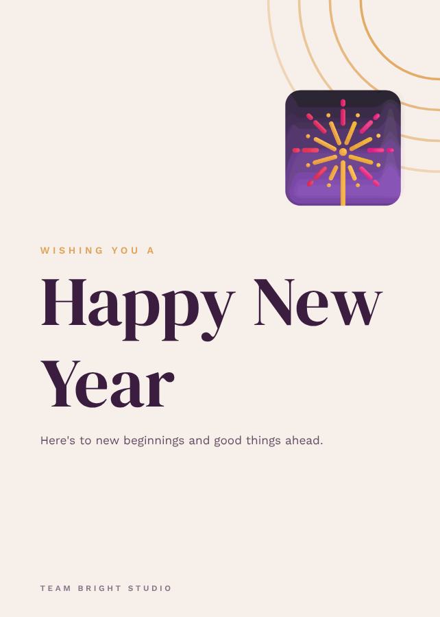 Plum New Year Greeting Card — editable festivals template