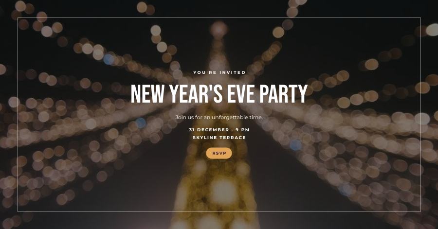 Plum New Year's Eve Party Banner — editable events template