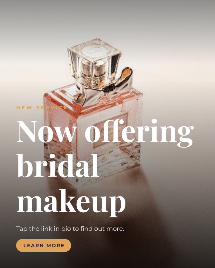 Plum Now offering bridal makeup Announcement Post — editable social media template