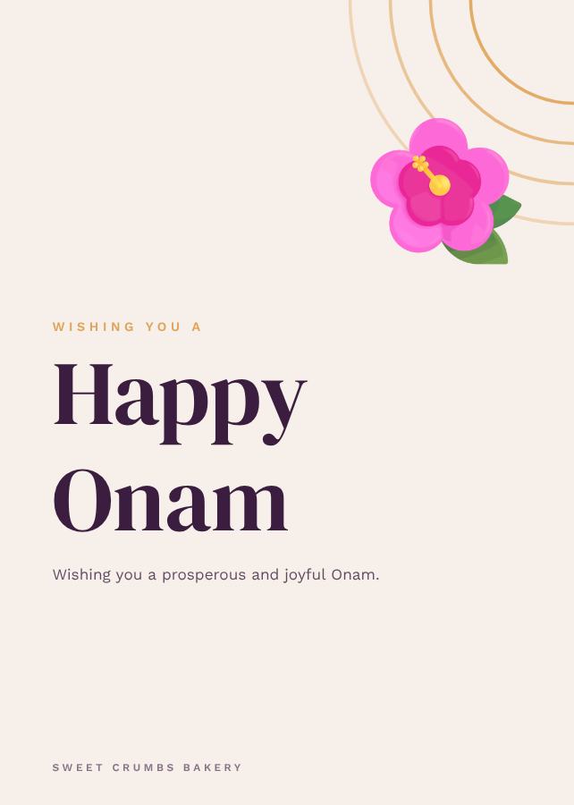 Plum Onam Greeting Card — editable festivals template
