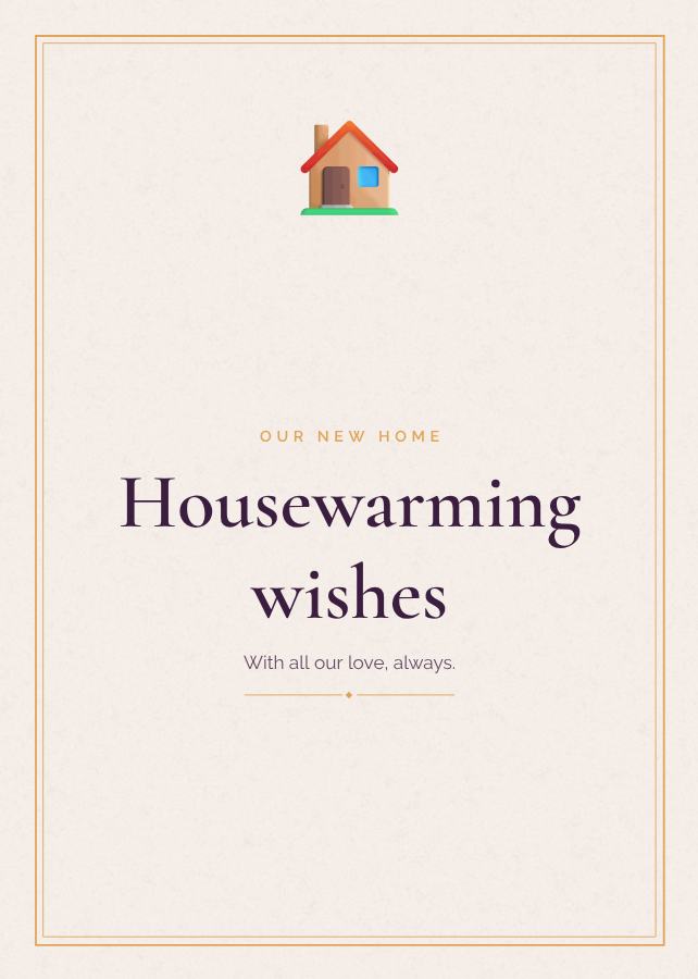 Plum Our new home Housewarming wishes Note — editable love & family template