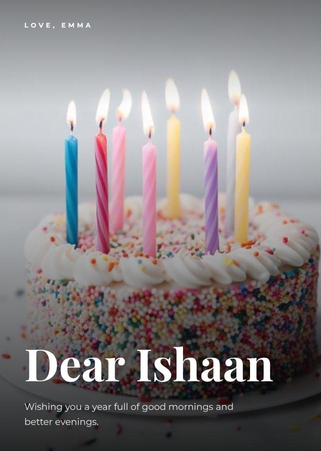 Plum Photo Ishaan Birthday Wishes Card — editable birthday template