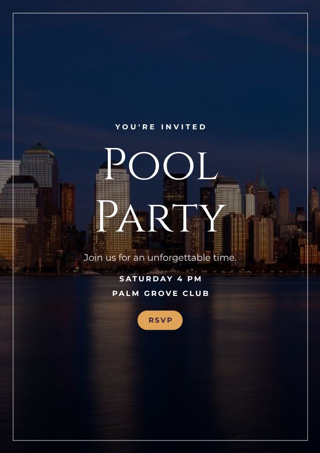 Plum Pool Party Flyer — editable events template