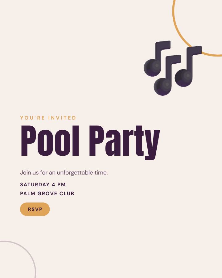 Plum Pool Party Post — editable events template