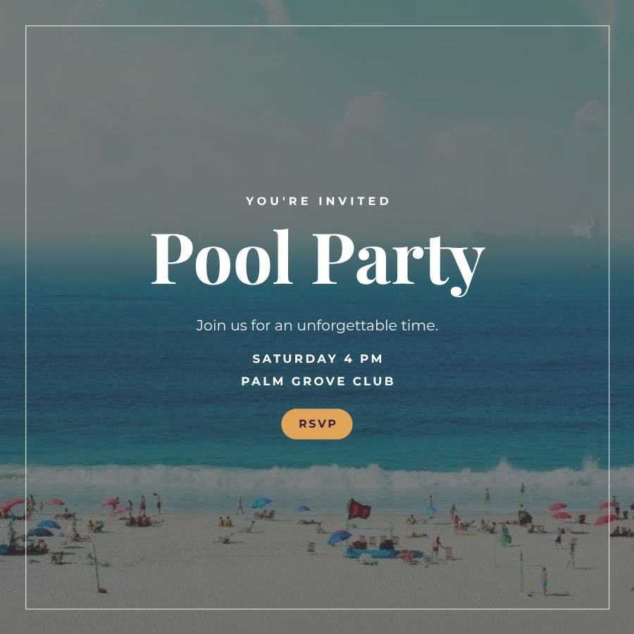 Plum Pool Party Ticket — editable events template