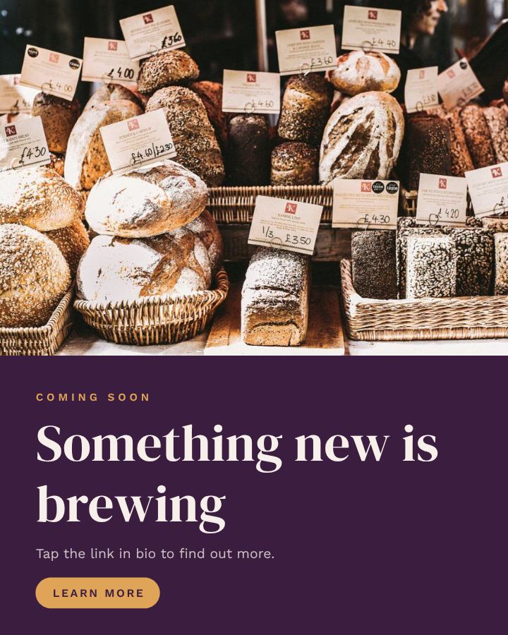 Plum Something new is brewing Announcement Post — editable social media template