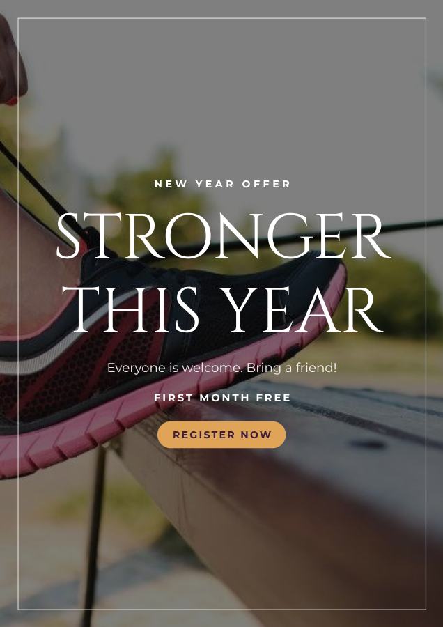 Plum Stronger this year Poster — editable marketing template
