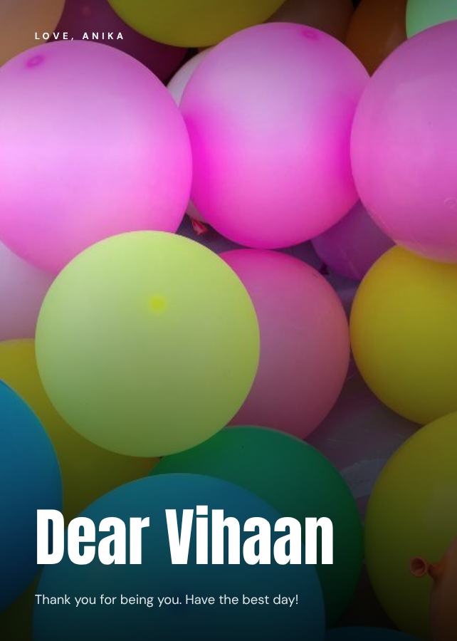 Plum Vihaan Birthday Wishes Card — editable birthday template